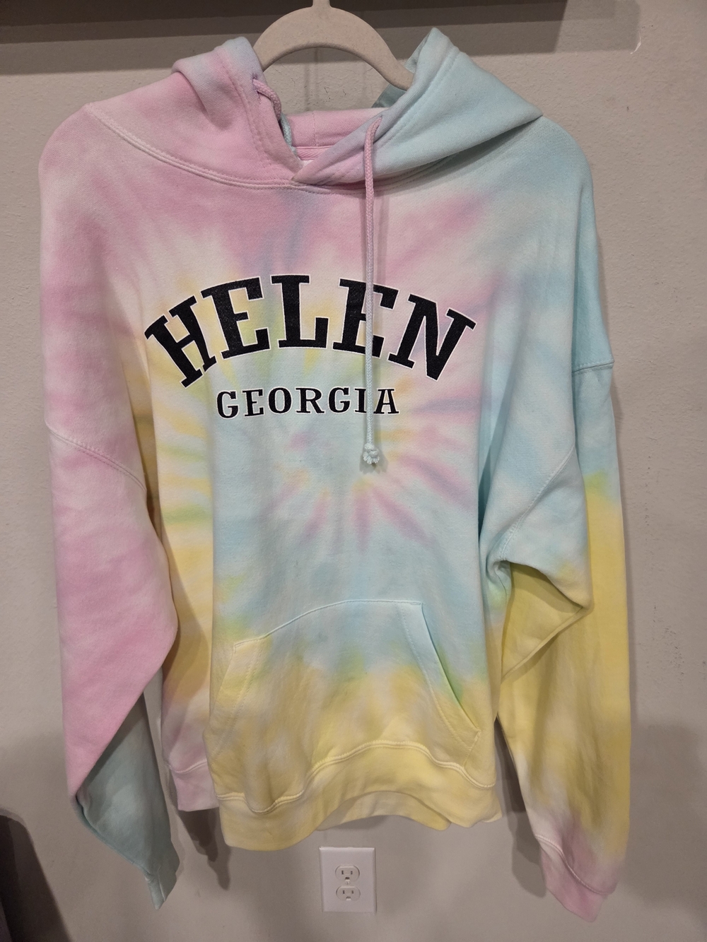 Helen Georgia Tie-Dye Crewneck Hoodie - Pastel Pink Blue Yellow